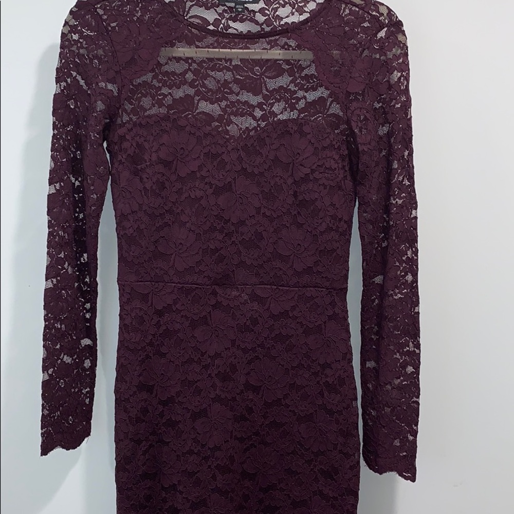 Burgundy lace midi dress